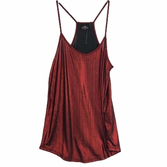 Angie Metallic Red Foil Cami Top - Picture 1 of 6